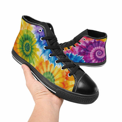 MEN'S Tie Dye Swirl High Top Canvas Cottagecore Custom Sneakers