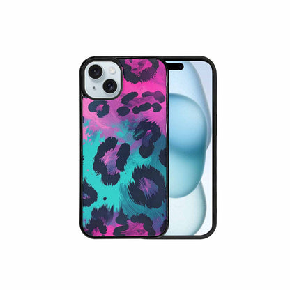 iPhone 15 Plus Case — Leopard Neon Pink Teal Airbrush, Personalized Phone Case