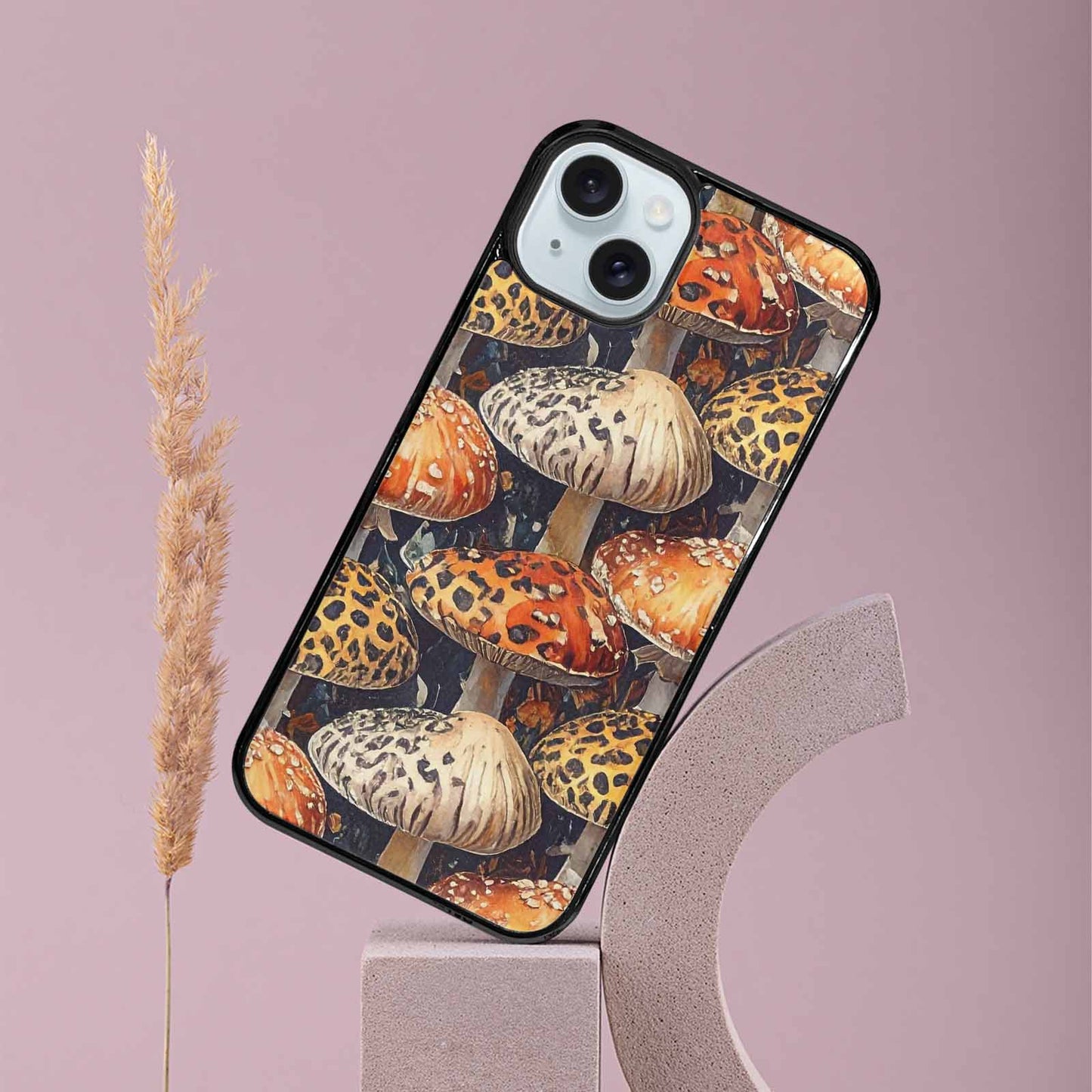 iPhone 15 Plus Case — Mushrooms Pattern Hundreds Of, Custom Art Phone Cover