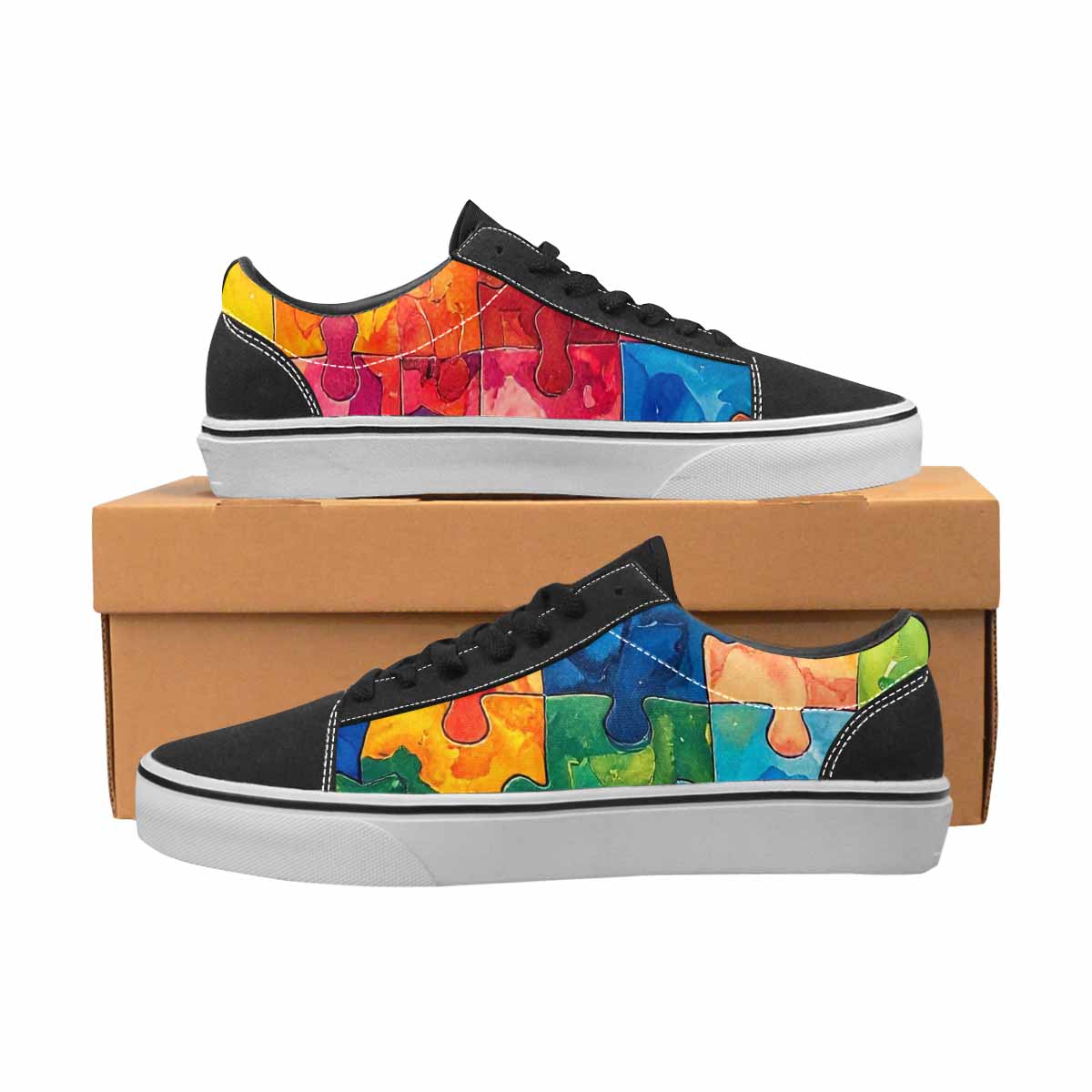 WOMEN'S Autism Puzzle Pieces Lace-Up Canvas Kaleidoscope Sneakers