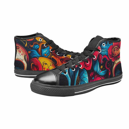 WOMEN'S Graffiti Skull High Top Canvas Cottagecore Sneakers
