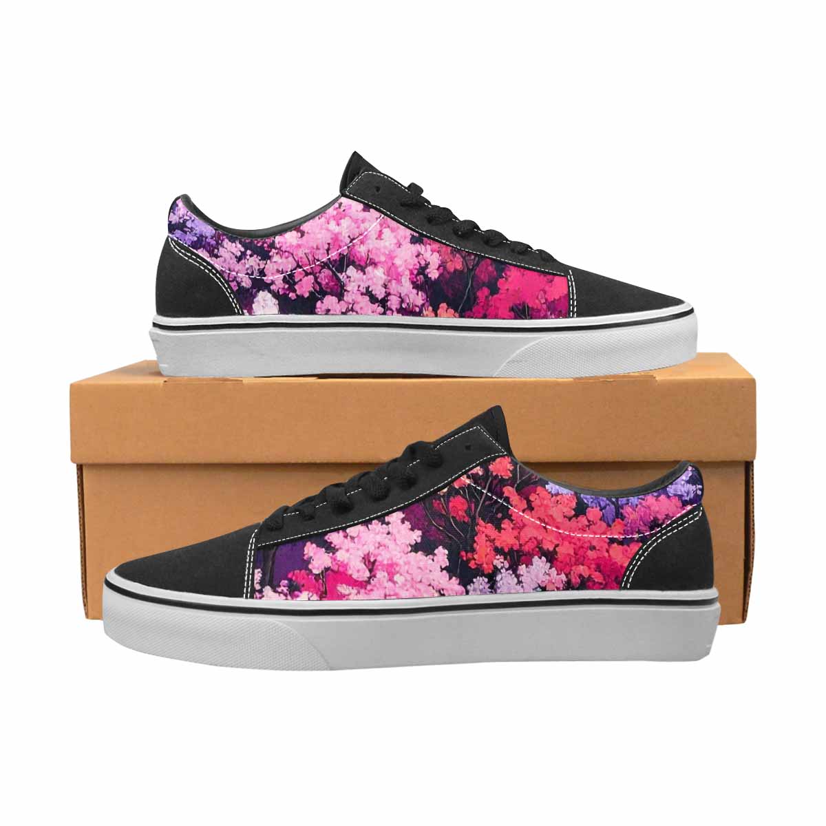WOMEN'S Cherry Blossom Branch Lace-Up Canvas Surreal Custom Shoes