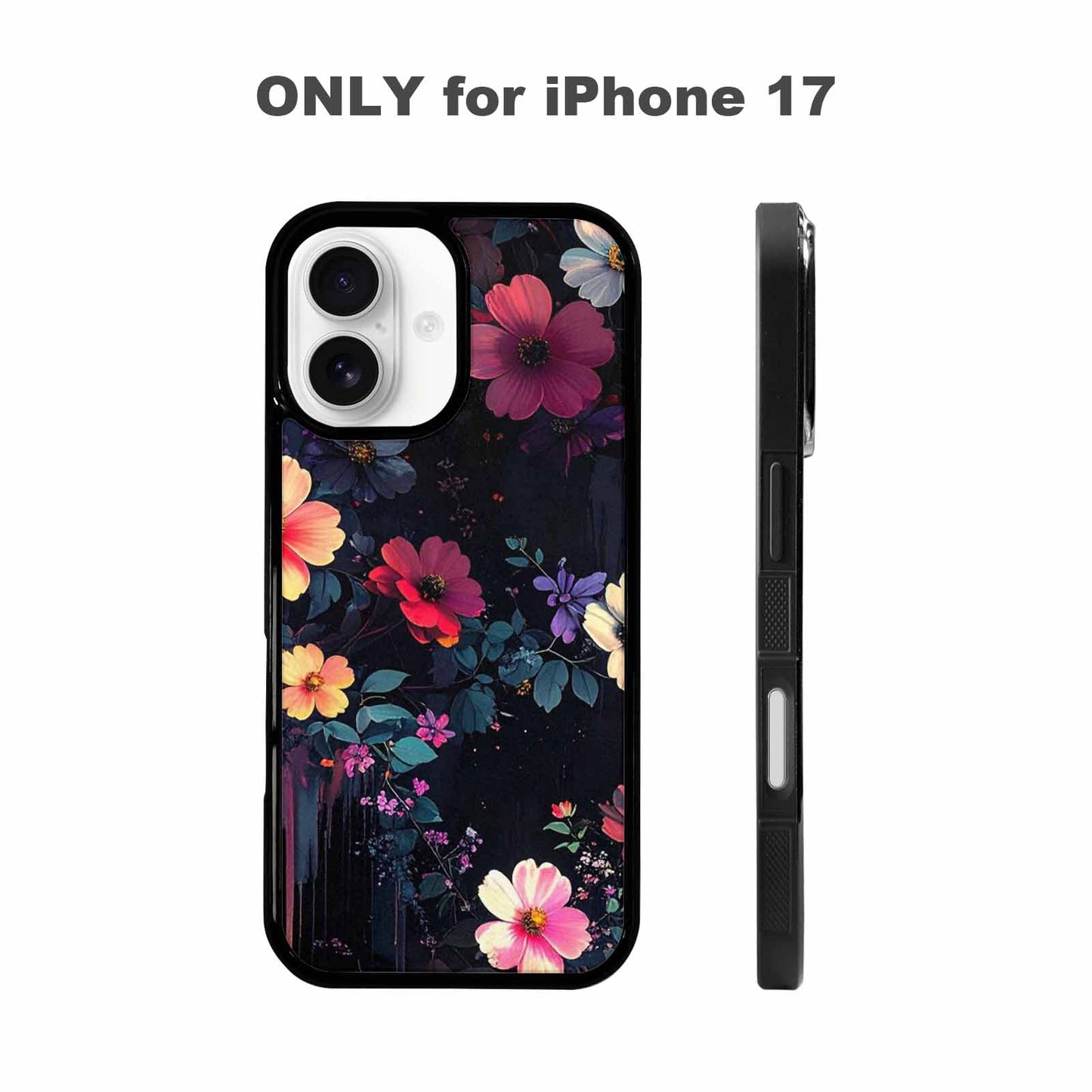 iPhone 17 Case — Shadowy Glitch Floral Pattern Floral, Custom Made Phone Cover