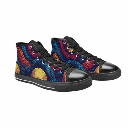 WOMEN'S Snake Skulls Print High Top Canvas Grunge Shoes