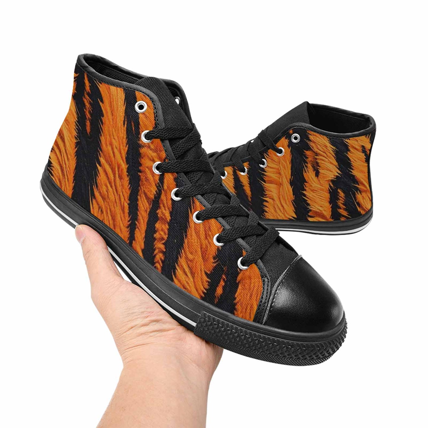 WOMEN'S Bold Tiger Stripe High Top Canvas Neon Fantasy Custom Shoes