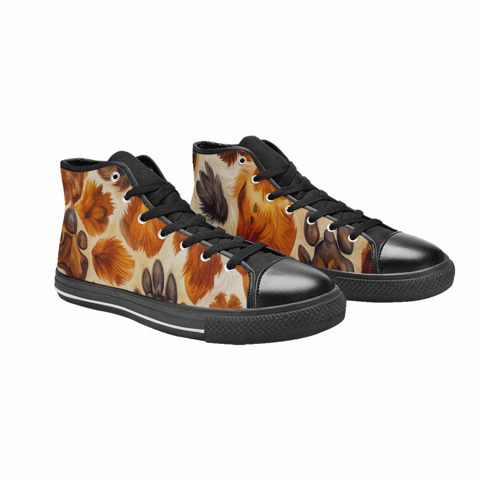 MEN'S Cow Animal Print High Top Canvas Surreal Custom Sneakers