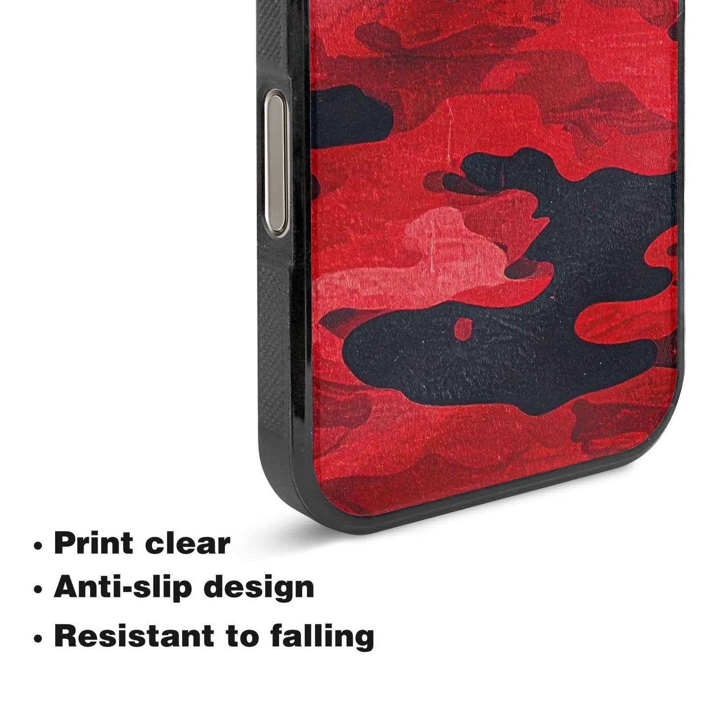 iPhone 16 Pro Case — Tactical Camo Red Black, Custom Phone Case