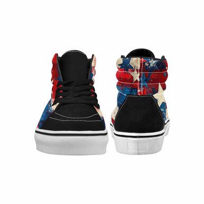 MEN'S Patriotic Stars Stripes High Top Canvas Vibrant Chaos Sneakers