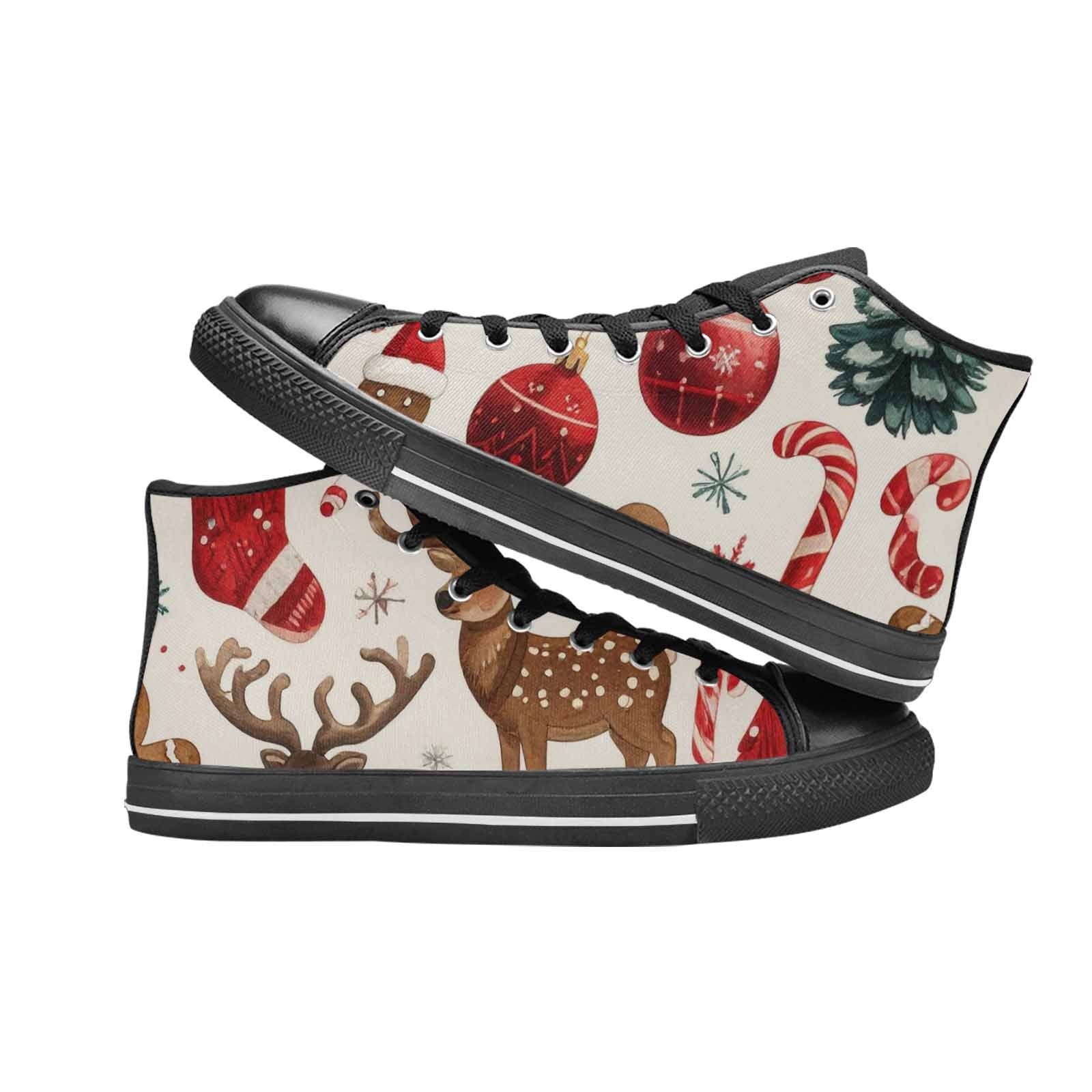 WOMEN'S Christmas Holly Snowflake High Top Canvas Dark Academia Custom Sneakers