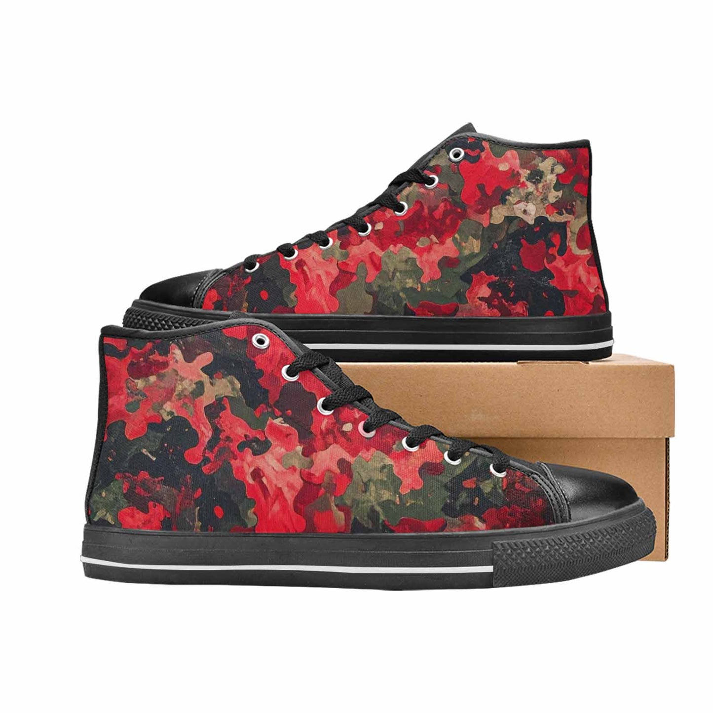 WOMEN'S Military Camouflage Blotch High Top Canvas Neon Fantasy Custom Shoes