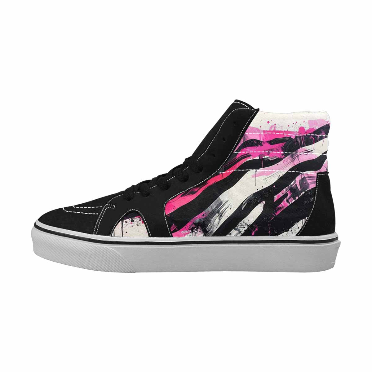 MEN'S Zebra Stripe Burst High Top Canvas Dark Academia Custom Sneakers