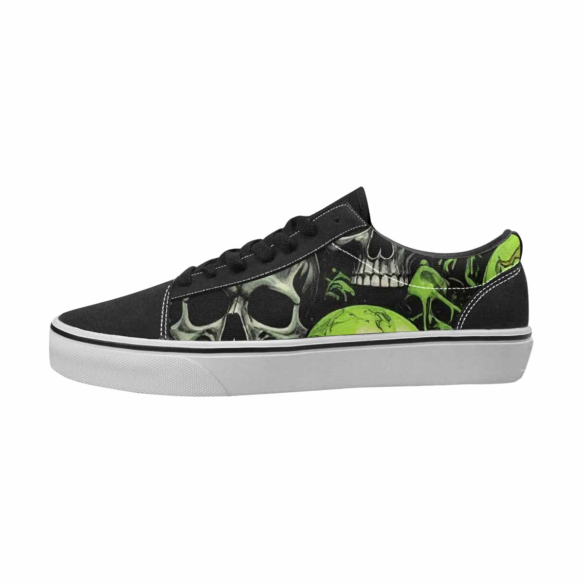 MEN'S Skulls Black & Green Ink Canvas Boutique Dreamcore Custom Printed Shoes