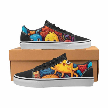 WOMEN'S Cartoon Monster Character Canvas Lace-Up Vibrant Chaos Custom Sneakers