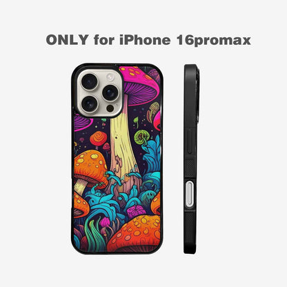 iPhone 16 Pro Max Case — Psychedelic Mushroom Cartoon Pattern, Custom Designed Case Cover