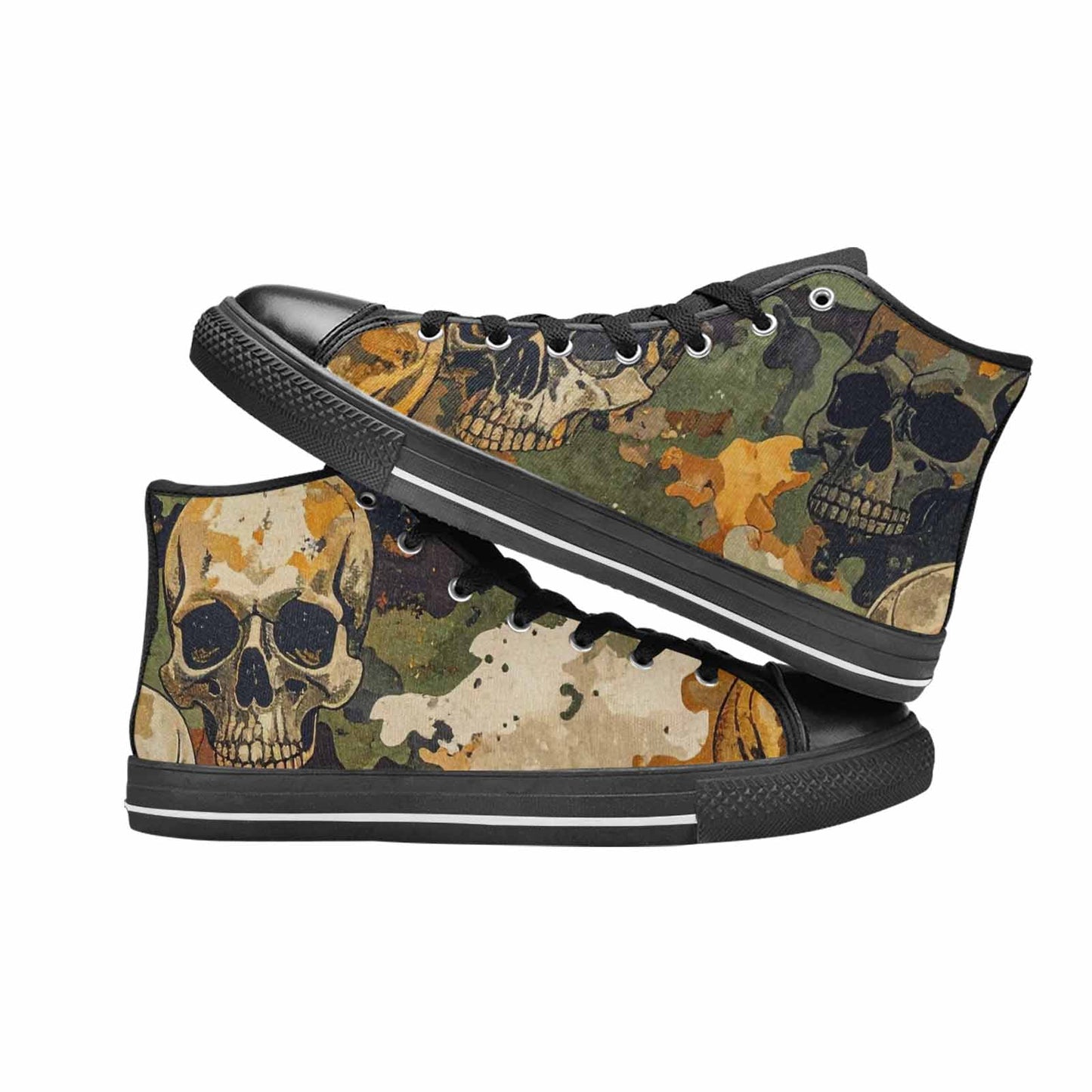 WOMEN'S Military Camo Skull High Top Canvas Surreal Sneakers