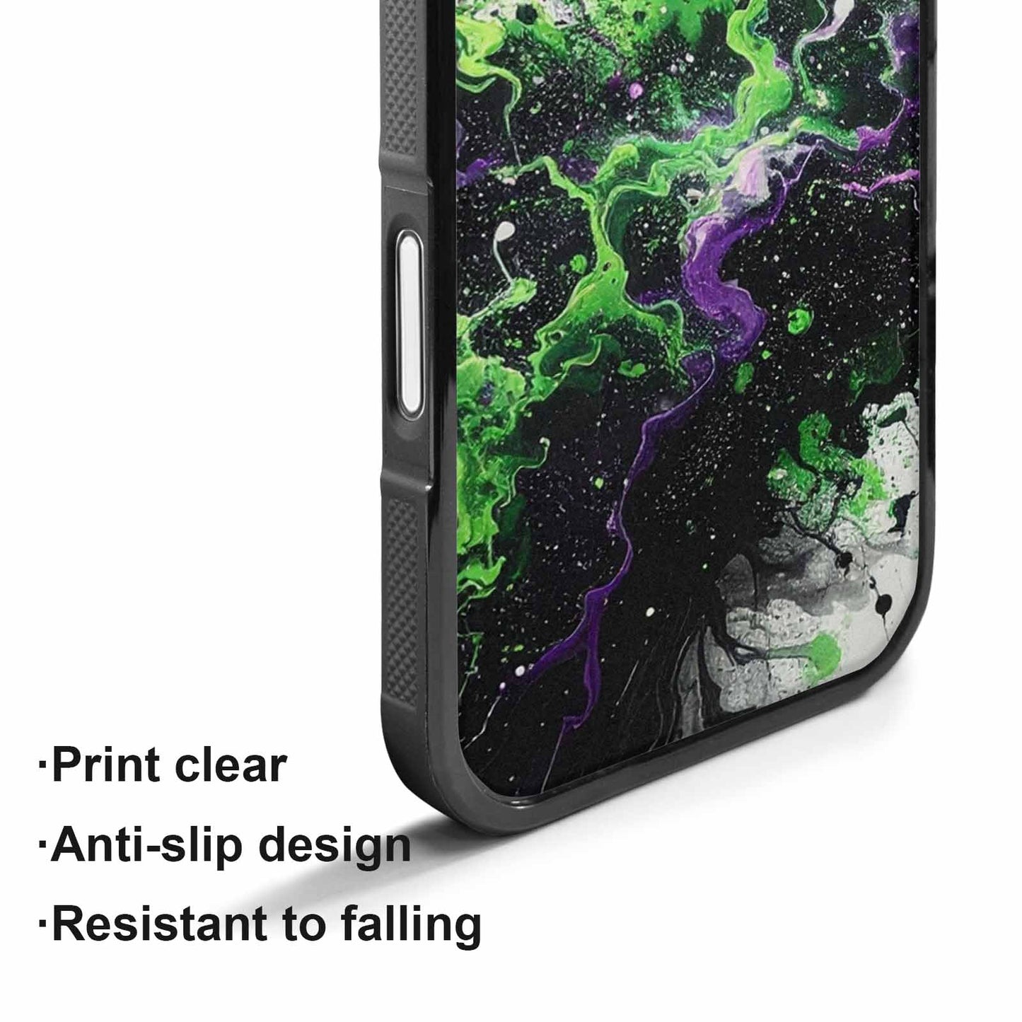 iPhone 17 Case — Black &amp; Green Ink Galaxy Space, Unique Phone Case Design