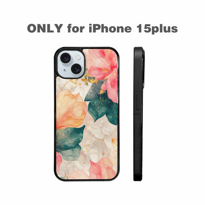 iPhone 15 Plus Case — Marble Floral, Custom Print Case Cover
