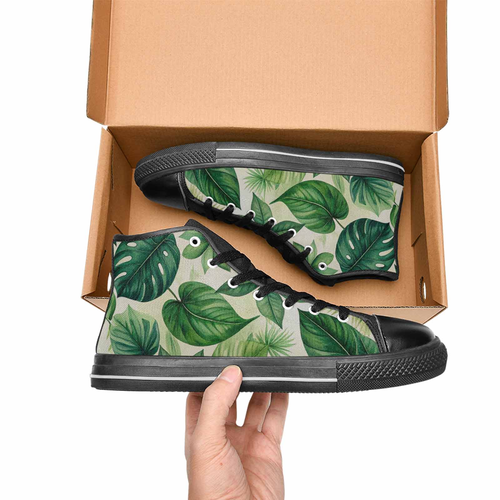 MEN'S Seven-Point Palmate Leaf High Top Canvas Dark Academia Sneakers