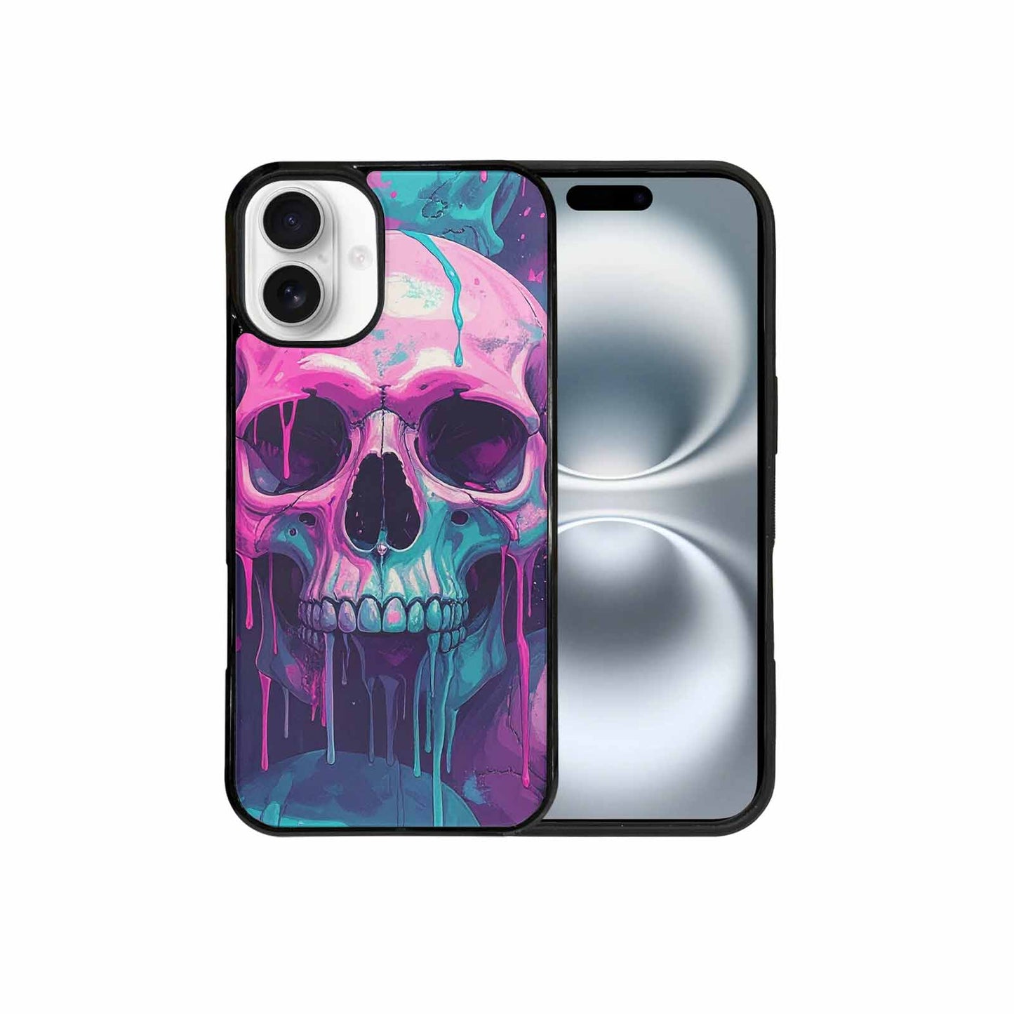 iPhone 16 Plus Case — 1000\'s Of Skulls Overlapping Each Other, Custom Designed Case Cover