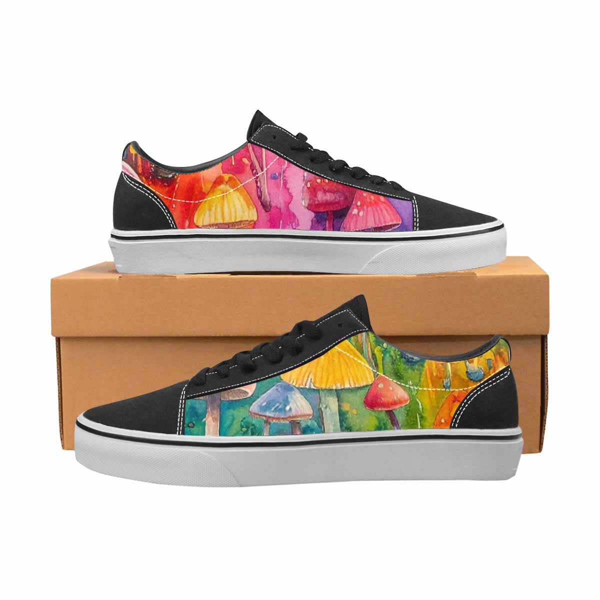 WOMEN'S Mushrooms  Tie Dye Lace-Up Canvas Grunge Custom Shoes