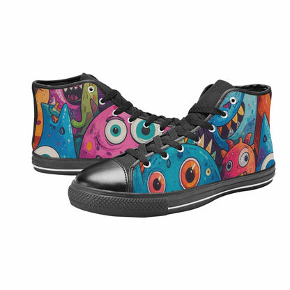 WOMEN'S Goofy Cartoon Monster High Top Canvas Surreal Custom Sneakers