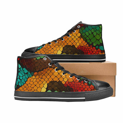 MEN'S Dark Snake Print High Top Canvas Aesthetic Shoes