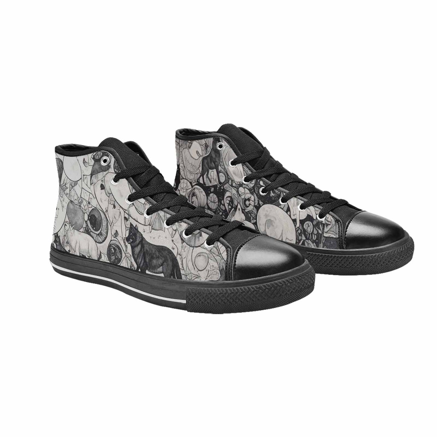 WOMEN'S Wolves Everywhere Collage High Top Canvas Cottagecore Custom Shoes
