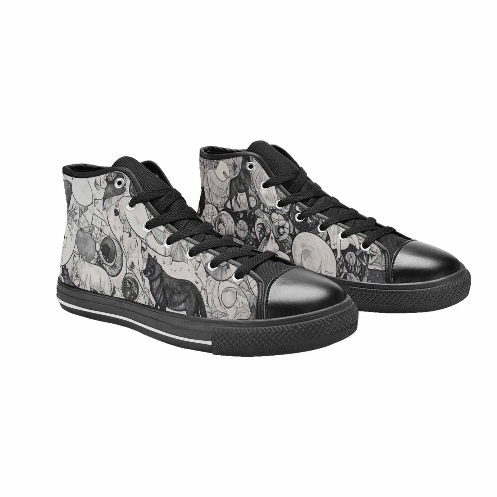WOMEN'S Wolves Everywhere Collage High Top Canvas Cottagecore Custom Shoes