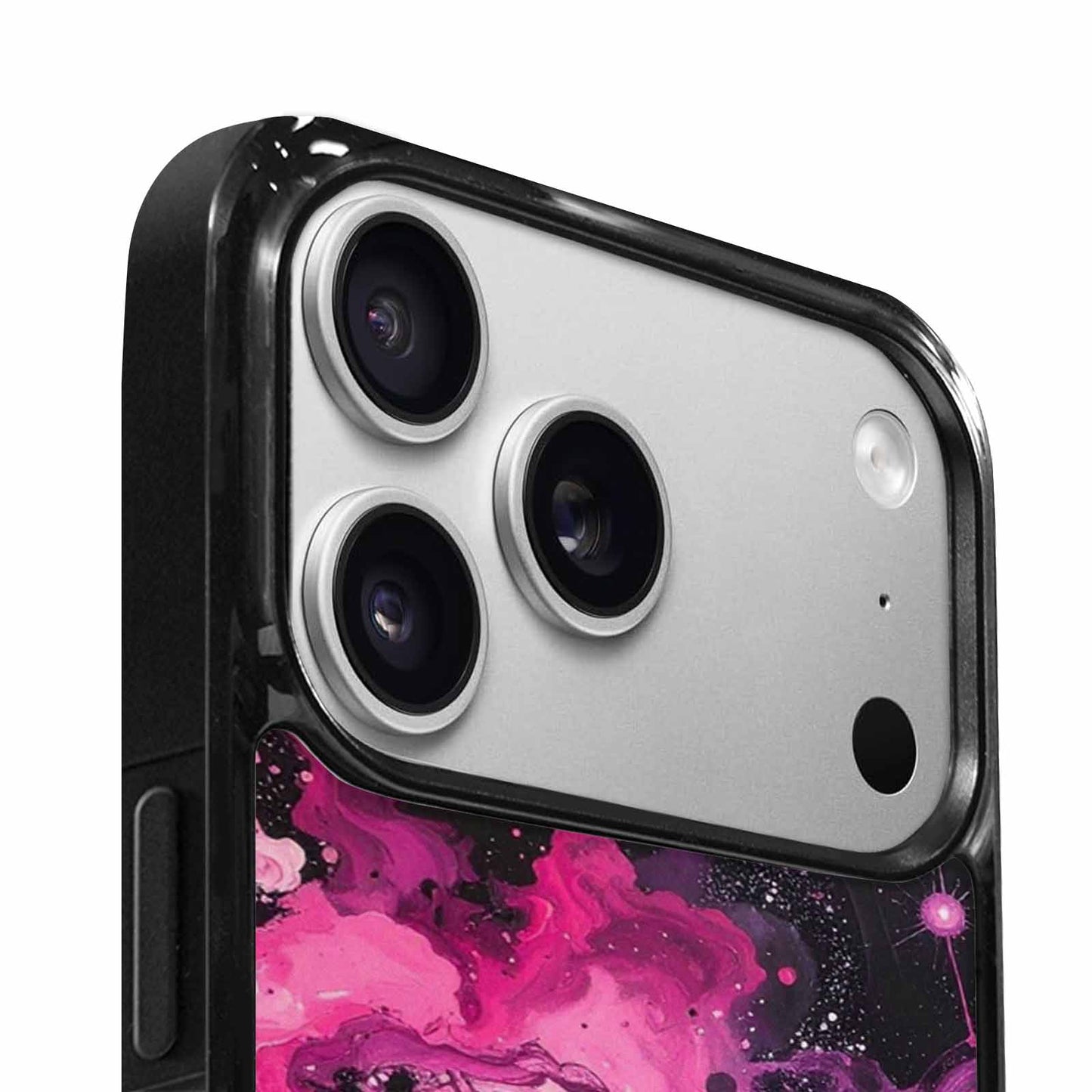 iPhone 17 Pro Case — Galaxy Nebula Black Pink Ink Galaxy, Custom Art Phone Cover