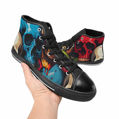 MEN'S Dripping Skulls Collage High Top Canvas Surreal Sneakers