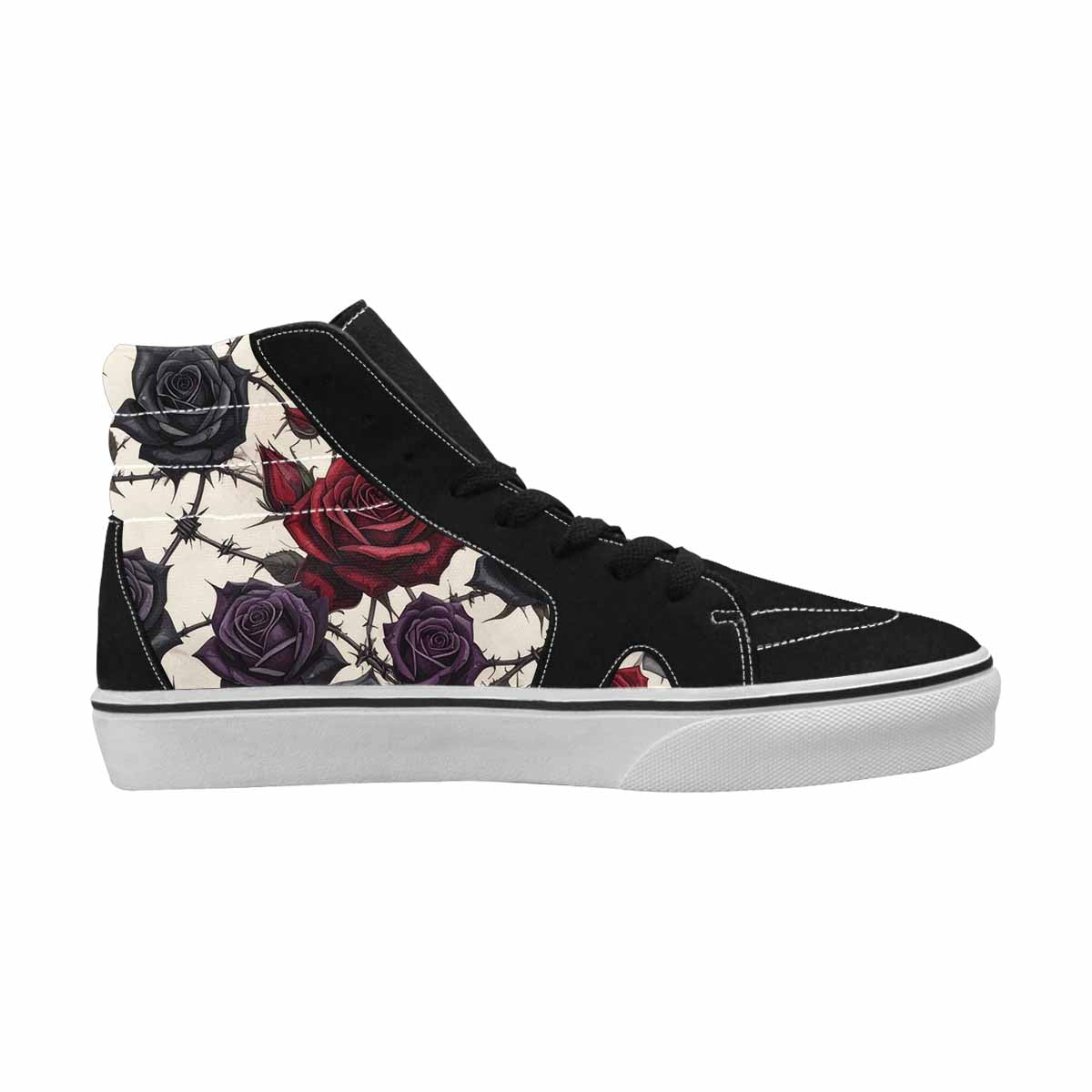 WOMEN'S Black Gothic Rose High Top Canvas Cottagecore Sneakers