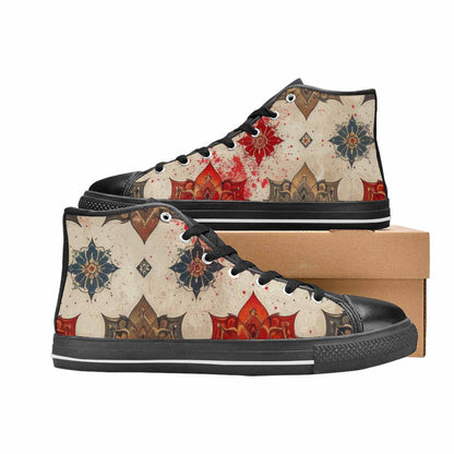 WOMEN'S Mandala High Top Canvas Vibrant Chaos Sneakers