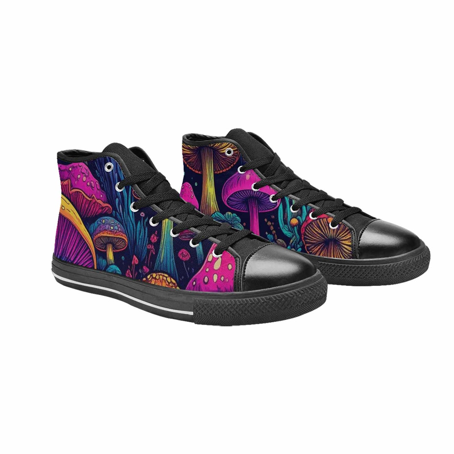 WOMEN'S Psychedelic Mushroom High Top Canvas Vibrant Chaos Shoes