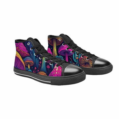 WOMEN'S Psychedelic Mushroom High Top Canvas Vibrant Chaos Shoes