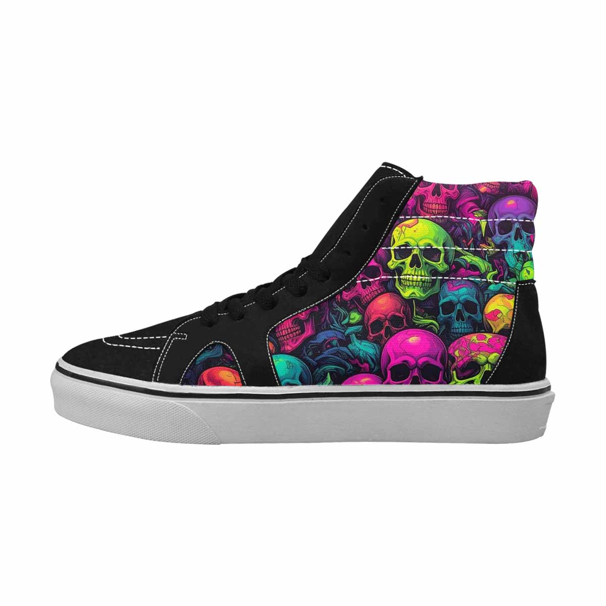 MEN'S Skulls - Neon High Top Canvas Wallpaper Art Shoes