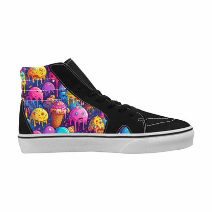 MEN'S Melting Ice Cream Monster High Top Canvas Wallpaper Art Custom Sneakers