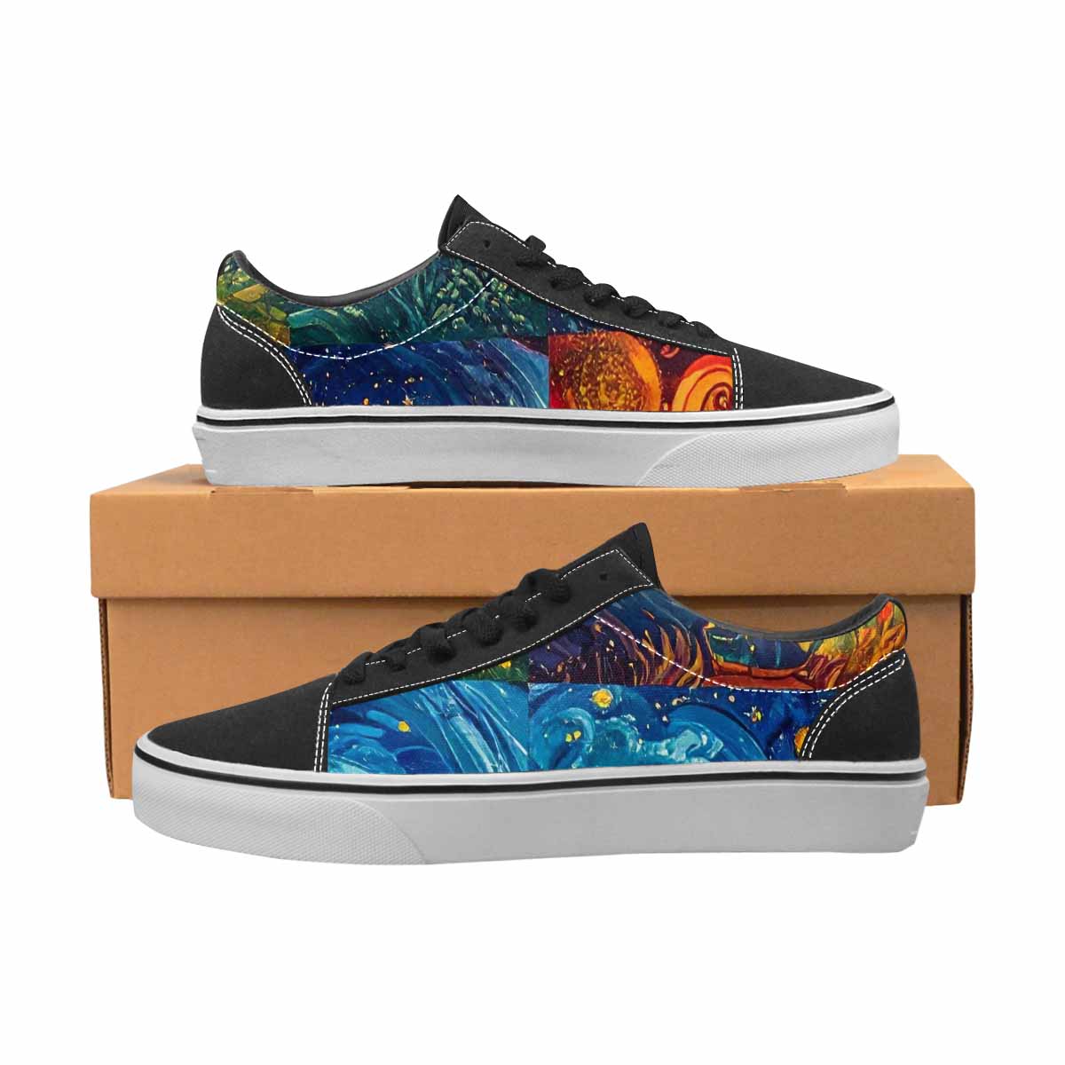 WOMEN'S Van Gogh-Style Swirl Canvas Lace-Up Wallpaper Art Sneakers