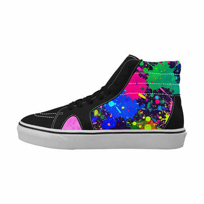 WOMEN'S Neon Paint Splatter High Top Canvas Dark Academia Custom Shoes