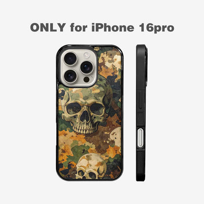 iPhone 16 Pro Case — Military Camo Texture Combined With Distressed, Custom Phone Case