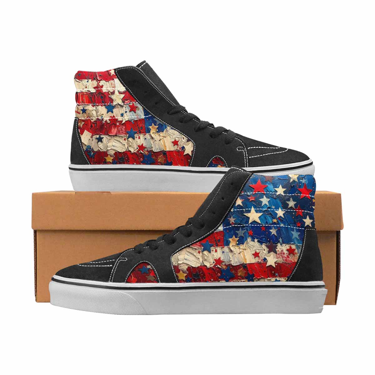 WOMEN'S Patriotic High Top Canvas Streetwear Vivid Custom Streetwear Shoes