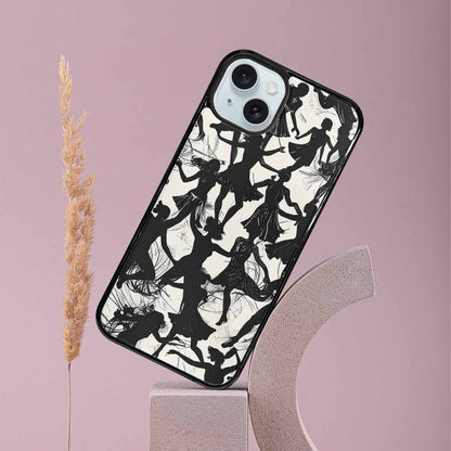 iPhone 15 Plus Case — Bold Dancing Figure Line Art Pattern, Custom Phone Case