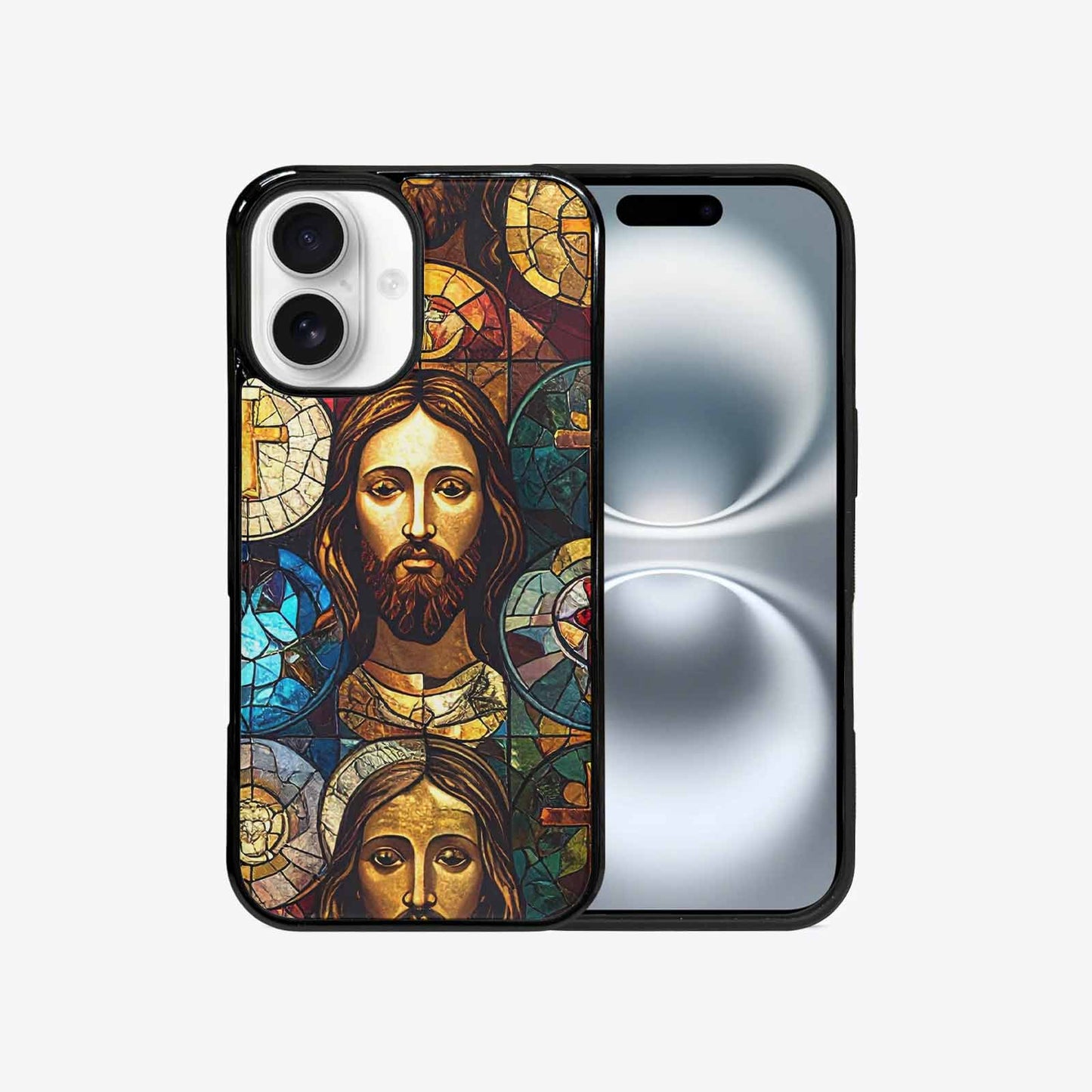 iPhone 16 Case — Jesus Face Small Cross And Faith, Custom Designed Case Cover