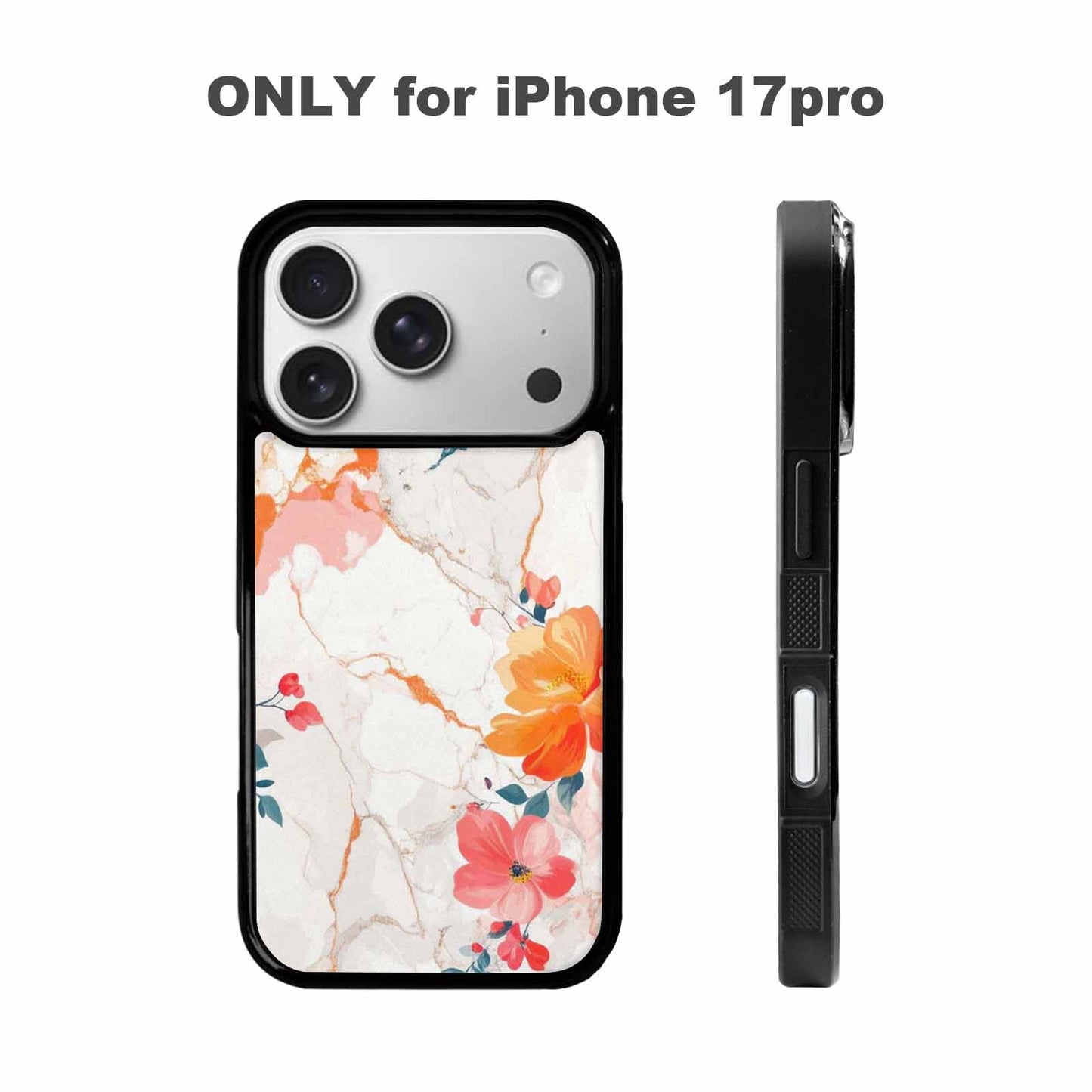 iPhone 17 Pro Case — Marble Floral Art Seamless Pattern Floral, Customized Protective Case