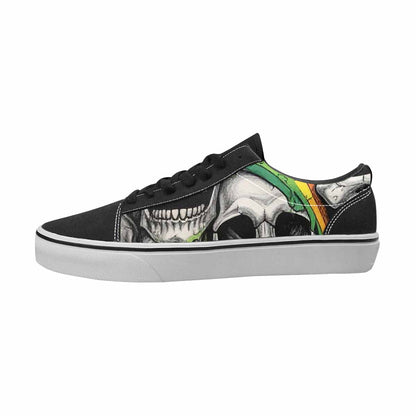 WOMEN'S Skulls Black & Green Ink Canvas One Of A Kind Y2K Custom Print Sneakers