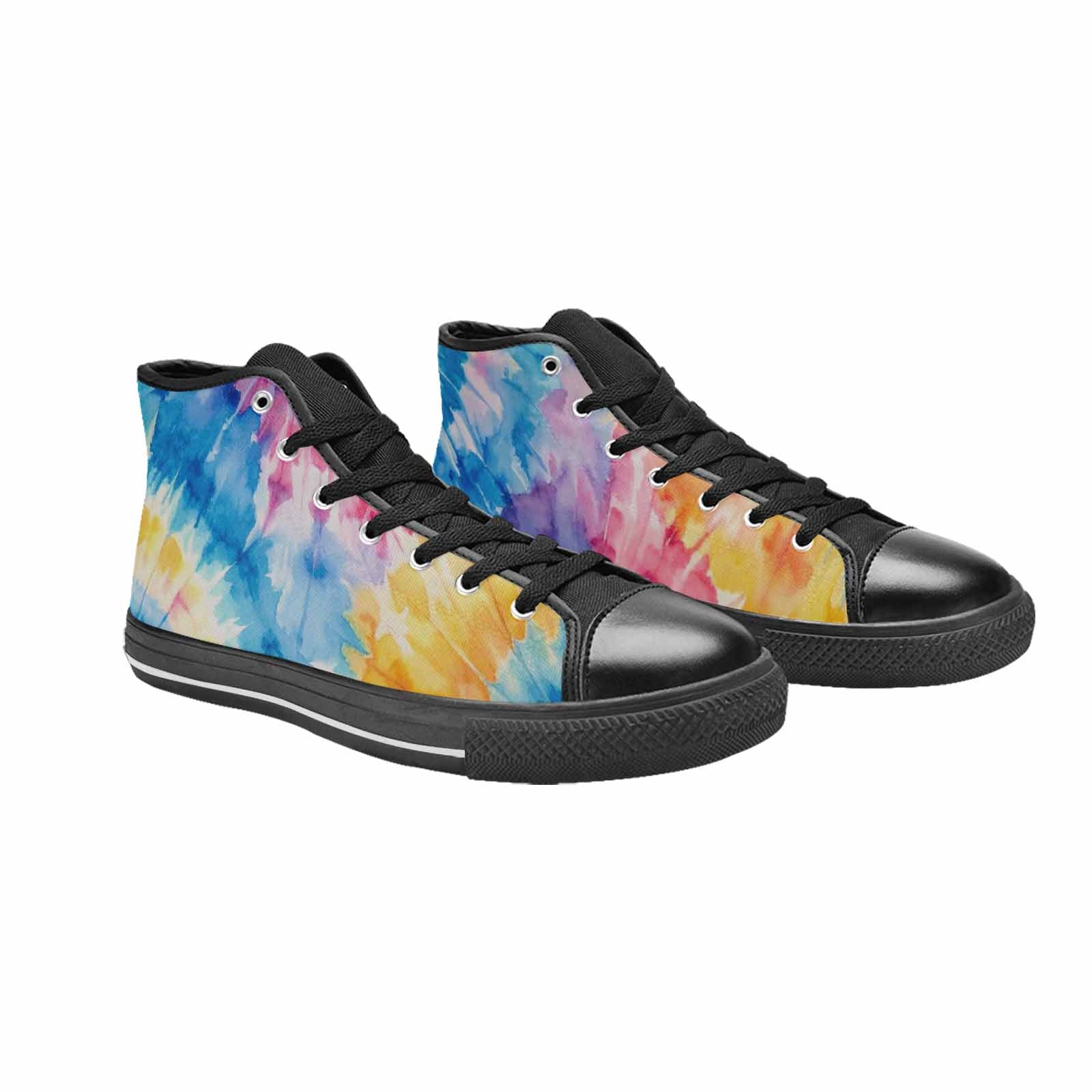 MEN'S Tie Dye Swirl High Top Canvas Vibrant Chaos Sneakers
