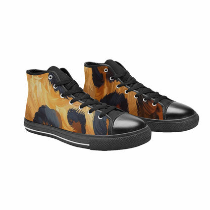 MEN'S Leopard Soft Airbrush Gradient High Top Canvas Wallpaper Art Shoes