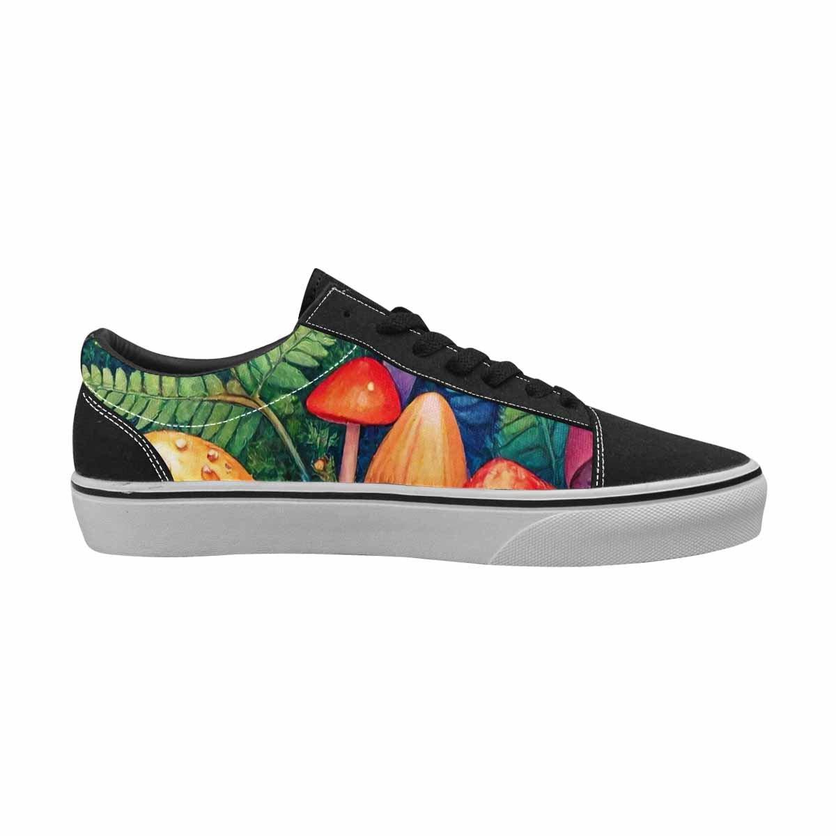 WOMEN'S Mushrooms  Botanical Mushrooms Lace-Up Canvas Wallpaper Art Custom Sneakers