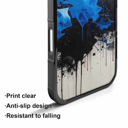 iPhone 17 Case — Black &amp; Blue Ink Camo, Original Design Phone Case