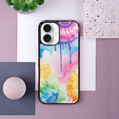 iPhone 16 Case — Dripping Tie Dye Spiral, Custom Art Phone Cover