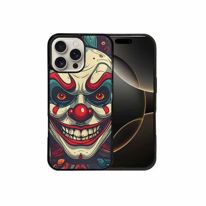 iPhone 16 Pro Max Case — Evil Circus Heads Faces Overlapping Patterns, Custom Made Phone Cover